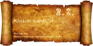 Minich Karád névjegykártya
